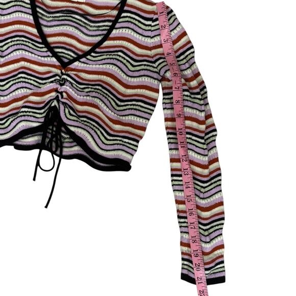 Pac Sun LA Hearts Striped Long Sleeved Cropped Sweater Size Medium - Picture 5 of 8